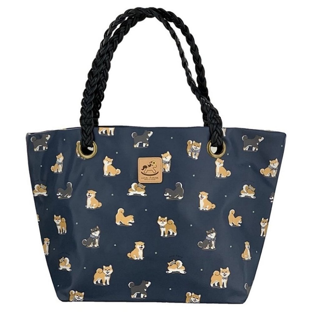 Waterproof Shiba Inu Woven Tote Shoulder Bag